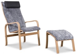 ND 20 fåtölj Ek Fårskinn + pall