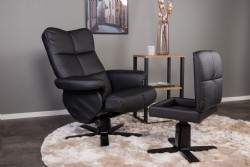 Reclinerfåtölj med pall pu svart